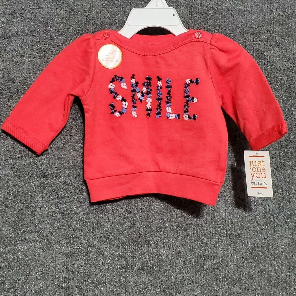Carters Just One You Smile Floral Sweatshirt Girls Infant Size 3 Months New